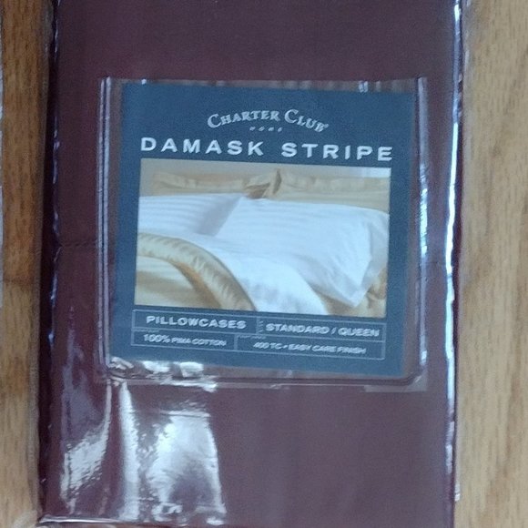 Charter Club Damask Stripe Pillow Case Set - Std/Q - Picture 1 of 2